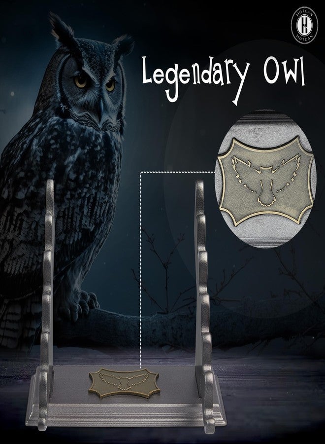HOTCAN Wooden Magic Wand Holder and Display Stand - Mystical Fusion of Beech Wood and Metal - Owl Emblem Accent (Extra Large) - Image 3